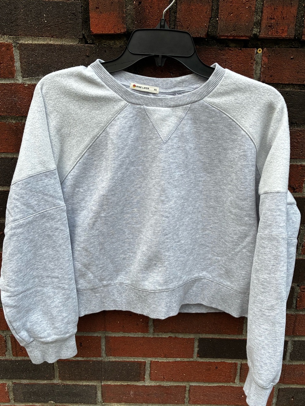 Marine Layer Light Gray Crewneck Crop Sweatshirt XS